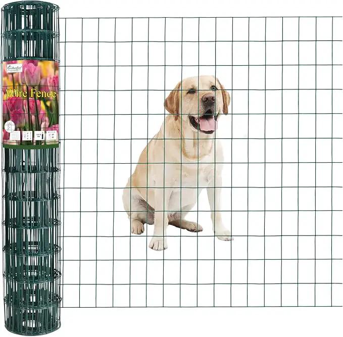 Green PVC Coated Welded Wire Fence 36 Inch x 25 Foot, 2 Inch x 3 Inch 16GA, Garden Border Fencing Roll Vinyl Coating Metal Wire Mesh for Yard Vegetable Plant Protection Poultry Netting by GreenHaven Gardens
