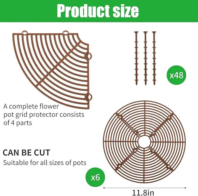 6 Pcs Plant Pot Grid Cover Protectors from Animals- Diameter 11.8" Cuttable Flower Pot Cover with 48 Stakes, Keep Cats Out of Potted Plants, Cat Digging Stopper Baby Safety Soil Cover for Indoor by GreenHaven Gardens