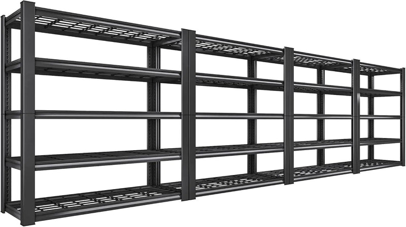 REIBII 3010LBS Storage Shelves 72" H Garage Shelving Heavy Duty Metal Shelving 5 Tier Adjustable Metal Shelves for Storage for Kitchen Pantry Warehouse Basement 72" H x 35.5" W x 16" D, 4 Pack by GreenHaven Gardens