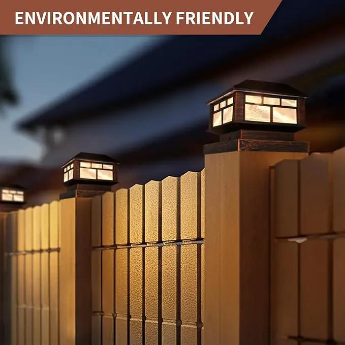 Solar Post Lights Outdoor, 20LM Fence Post Cap Lights, Waterproof, 2 Light Modes, Fit 3.5x3.5in 4x4in 5x5in Wooden Post, Solar Power Deck Lights for Garden Deck Patio Decoration(Bronze 4Pack) by GreenHaven Gardens