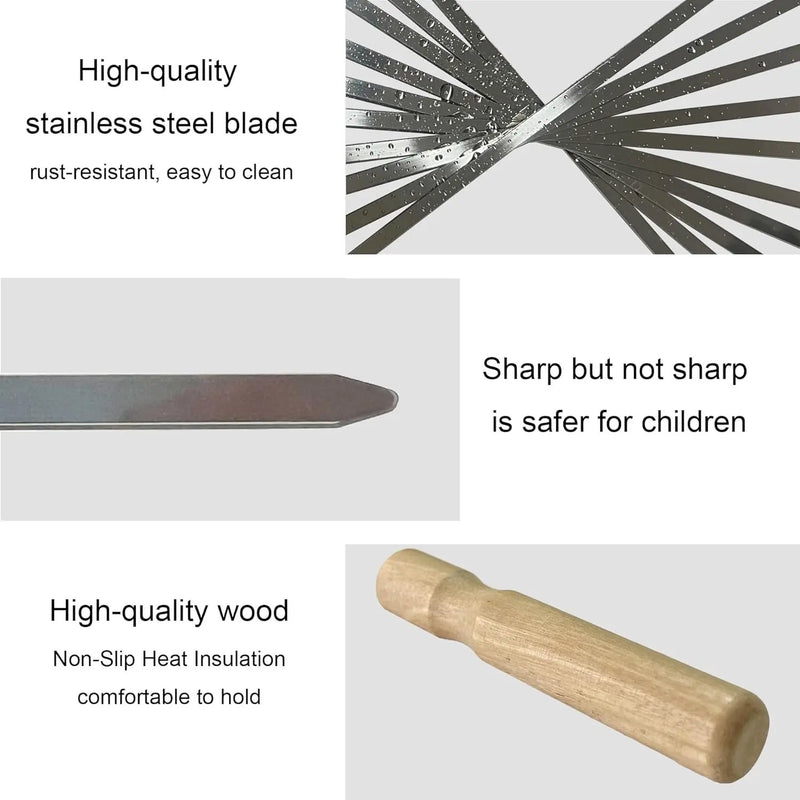 10 Pcs Kabob Skewers, 16IN Metal Skewers for Grilling, Premium Stainless Steel Flat Kebabs, with Wooden Handles Insulated Reusable BBQ Set by GreenHaven Gardens