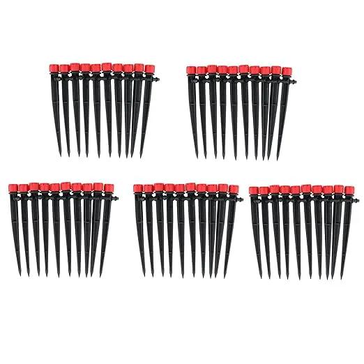 50PCS 13.2x1.5cm Plastic Irrigation Drip Heads Ground Plugged 360 Degree 8 Hole Rod Adjustable Water Flow Drip Irrigation Sprinklers for Garden Residential Watering System by GreenHaven Gardens