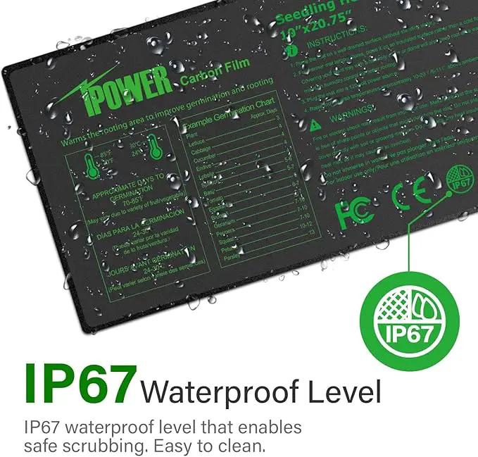 iPower 10" x 20.75" Seeding Heat Mat with New-Upgraded Carbon Film, Indoor Gardening Plant Germination Starting Pad, Durable Waterproof, Black by GreenHaven Gardens