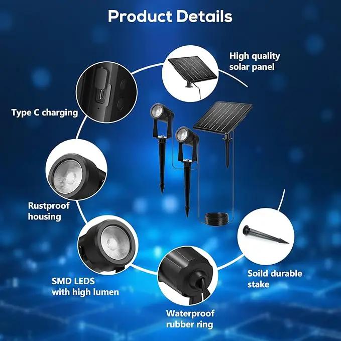ZYAN Solar Landscape Spotlights Outdoor Waterproof IP65, Bright Solar Powered Garden Yard Spot Lights for Outside Plant, Tree, Pathway, Auto On/Off Wall Lights for Walkway, Lawn, Pool Areas-4 Pack by GreenHaven Gardens