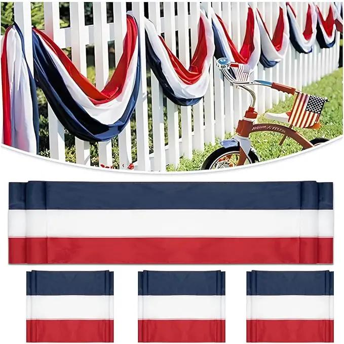 4Pack American Bunting Flag 2" x 20Ft Red, White & Blue Stripe Banner USA Patriotic Bunting Flags 4th of July Decoration for Outside Porch by GreenHaven Gardens