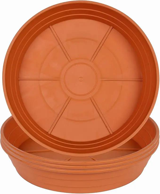 Plant Saucer 6 Inch 4 Pack 6 8 10 12 14 16 18 20 25, Plastic Plant Trays for Pots，Extra-Deep Plant Water Dray Tray, Bird Bath Bowl, Heavy Flower Plant saucers Indoors and Outdoor No Holes 6in-4 red
