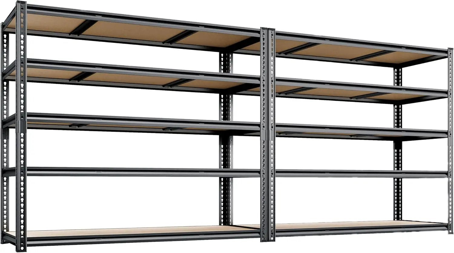 48"W Garage Shelving, 3050LBS Storage Shelves heavy duty, 5 Tier Metal Shelving Unit Adjustable Garage Shelves Heavy Duty Shelving for Warehouse,Commercial, Kitchen, 48" W × 24" D × 72" H, Black，2PCS by GreenHaven Gardens