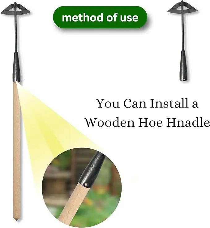 Pack of Weeding Tool Hollow Hoe and Japanese Sickle Garden Tool and a Pair of Professional Gardening Gloves - Heavy Duty Very Sharp Gardening Hand Tools for Landscaping - Nejiri Gama Hoe by GreenHaven Gardens