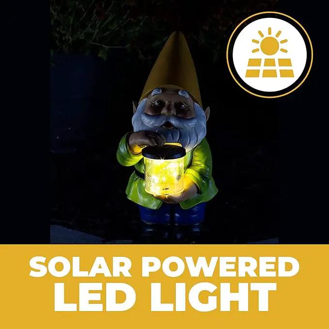 VP Home Jar Garden Gnomes Lawn Gnome with Solar Light Great Addition for Your Garden Solar Powered Knome Gifts for Outside Patio Lawn (Yellow Hat) by GreenHaven Gardens