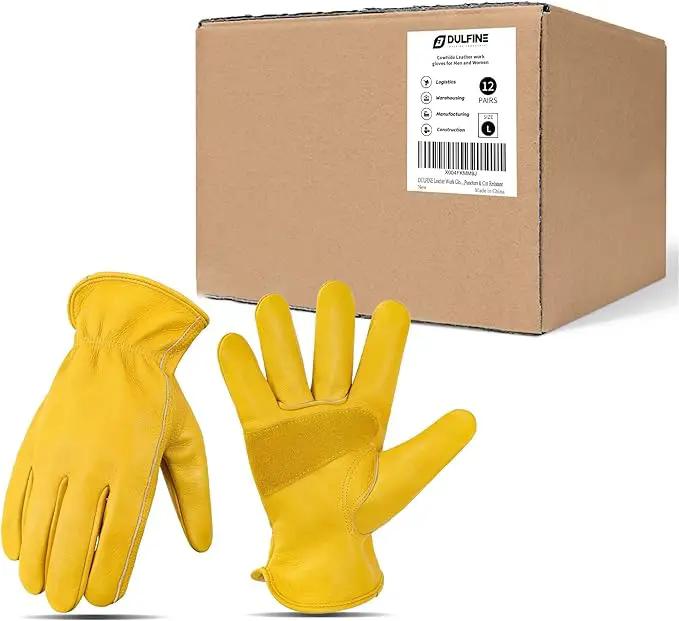 DULFINE Leather Work Gloves for Men & Women, Reinforced Durable Gardening Gloves,Cowhide Work Gloves,Puncture & Cut Resistant by GreenHaven Gardens