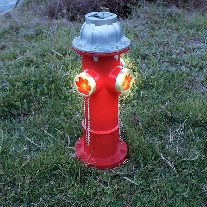Fake Fire Hydrant Statues for Dogs to Pee On, 14.5" Solar Light Fire Hydrant with Glowing Paw Prints for Garden Statues Lawn Outdoor Decorations by GreenHaven Gardens