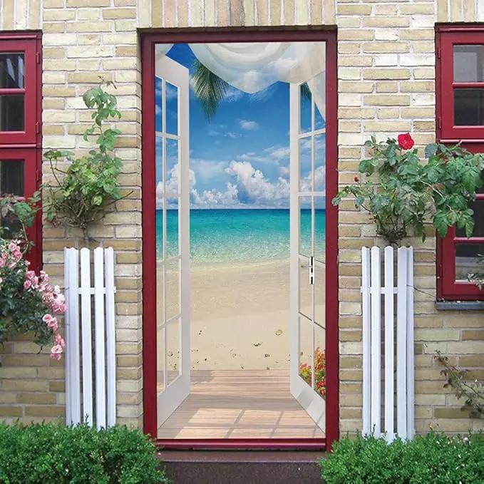 3D Door Stickers Murals - Peel & Stick Landscape - Wallpaper Decals - Removable PVC Waterproof Door Poster - Bedroom & Living Room Decoration - 35.4" x 78.7" by GreenHaven Gardens