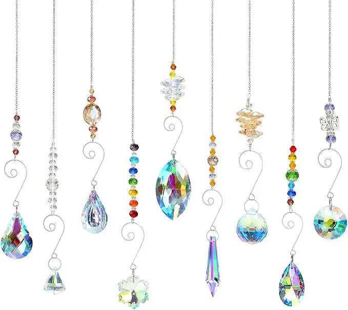 Crystal Suncatchers, RIFNY Hanging Crystals Ornament Sun Catcher with Chain, 9 Pack Glass Beads Ball Prisms Pendant Rainbow Maker for Window Home Office Garden Decoration by GreenHaven Gardens