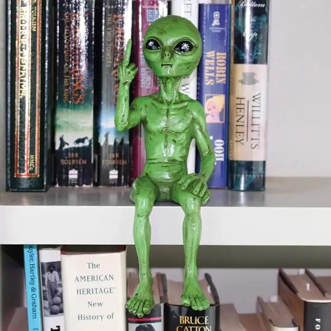 John Bernard & Company Rude Alien Statue “Flipping The Bird” 10″ H Shelf Sitter Extraterrestrial Figurine Funny Home or Garden Decoration (Cosmic Green)… by GreenHaven Gardens