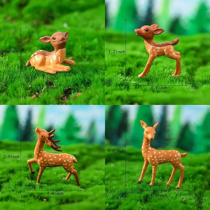 Exasinine 12 Pcs Mothers Love Deer Figurines Forest Animal Figurines Woodland Animals Creatures Figurines Miniature Deer for Crafts Fairy Garden Supplies Cake Toppers by GreenHaven Gardens