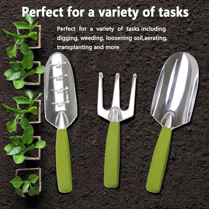 Garden Tools Set with 3 Pcs Aluminum Gardening Tools, 1 Pc Pruning Shear, 1 Pc Mister Spray Bottle, 1 Pc Foam Kneeler，1 Pair Garden Gloves with Claws and 1 Pc Gardener Bag, Gifts for Mom Dad by GreenHaven Gardens