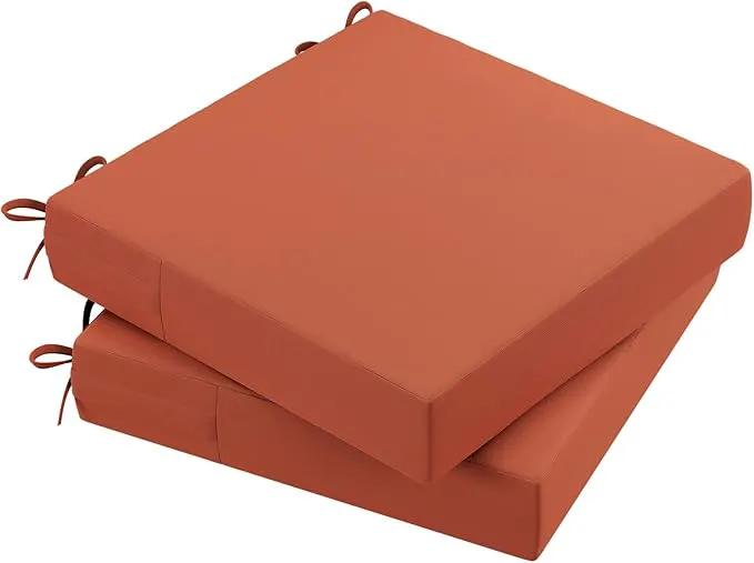 AAAAAcessories Outdoor Seat Cushions for Chairs, Waterproof, Fade-Resistant Patio Furniture Replacement Cushions, 19" x 19" x 3", Set of 2, Rust by GreenHaven Gardens