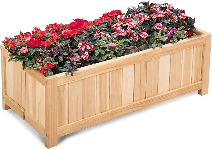 COSTWAY Wooden Planter Garden Bed, Folding Planter Box with Drainage Holes for Vegetables, Herbs, Fruits & Flowers, Outdoor Indoor Raised Planting Bed for Patio, Backyard, Lawn, 27.5"L x 12"W x 10"H by GreenHaven Gardens
