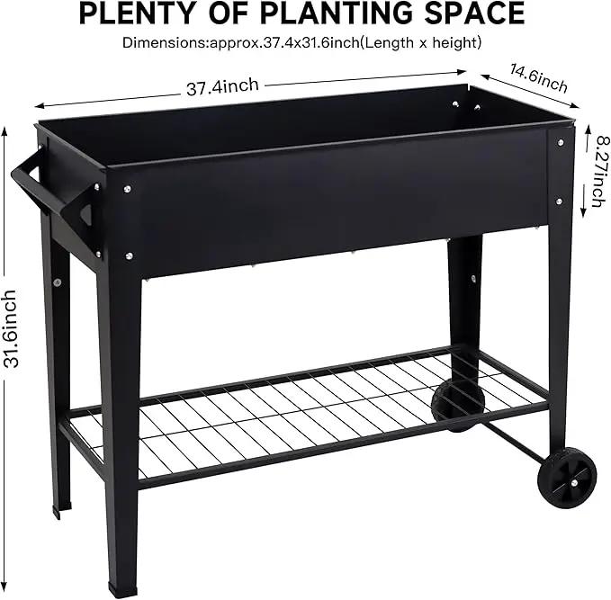 Elevate 32" Tall Raised Garden Bed Outdoor with Wheels & Shelf for Mobility, 400LBS Capacity, Anti-Rust Steel Planter Box for Vegetables/Herbs, Patio-Balcony-Backyard by GreenHaven Gardens