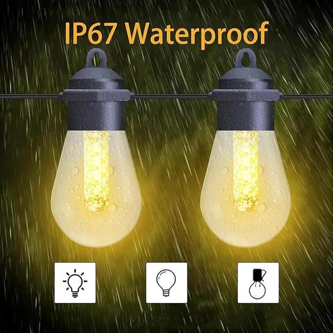 Honche Solar Lights Outdoor Waterproof LED IP66 with 15 Edison Bulb Warm White String Lights Patio Lights Decorate for Christmas Camping Wedding Birthday Backyard Gazebo Party by GreenHaven Gardens
