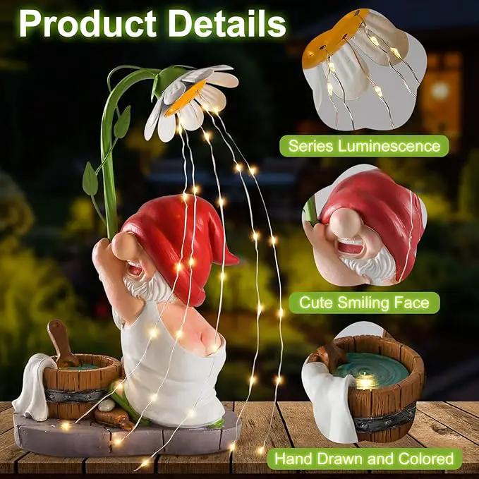 WINTS Garden Gnomes Outdoor Statue with Solar Lights,Bathing Large Funny Gnome Solar Garden Decorations for Lawn, Balcony, Yard,Patio Gnome Gifts for Mom by GreenHaven Gardens