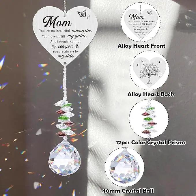 Memorial Gifts for Loss of Mom, Sympathy Gifts for Loss of Mom, Mom in Heaven Memorial Crystal Suncatcher for Window Home Decor (Mom) by GreenHaven Gardens