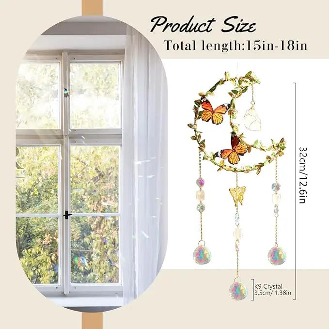 Suncatcher - Moon Crystal Sun Catcher Window Hanging, White Stone Good Luck Charms Gifts for Women Chrismas Thanksgiving Birthday Crystal by GreenHaven Gardens