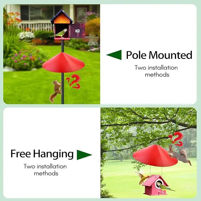 24-inch Large Outdoor Squirrel Baffles for Bird Feeders Pole, Baffle with Metal Frame, Squirrel Guard for Bird Houses, Two Way Use, Red Color by GreenHaven Gardens