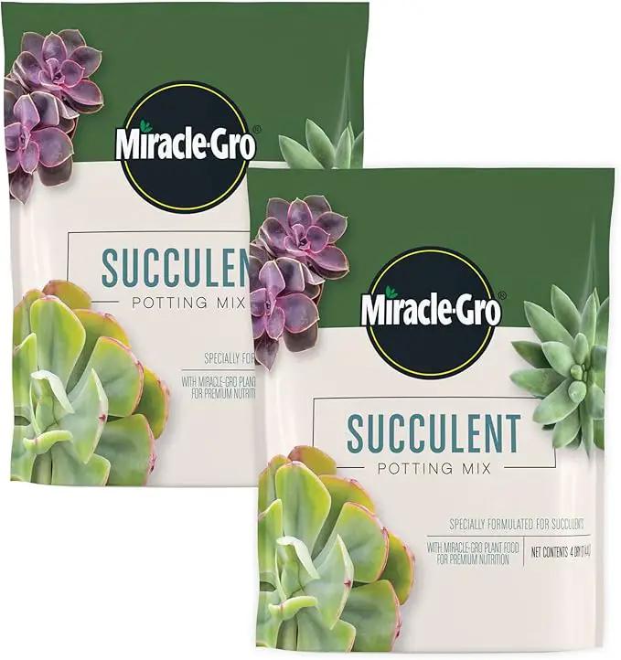 Miracle-Gro Succulent Potting Mix - Fertilized Soil with Premium Nutrition for Indoor Succulents, 4 qt. (2-Pack) by GreenHaven Gardens