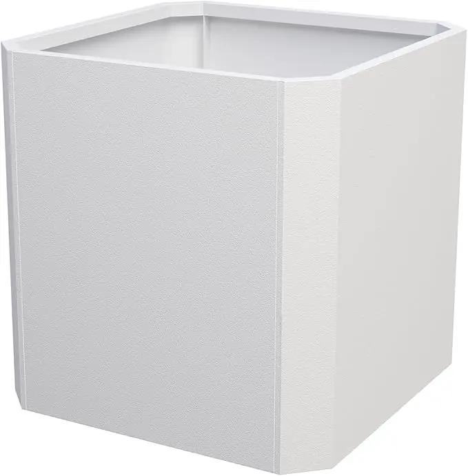 Steel Planter Box-26"x26"x26"-Large Square Planter Box-Outdoor Indoor-Cube Steel Planter Heavy Duty White Metal Planter Flower Pot Commercial Residential for Home Garden Porch Hotel Patio by GreenHaven Gardens