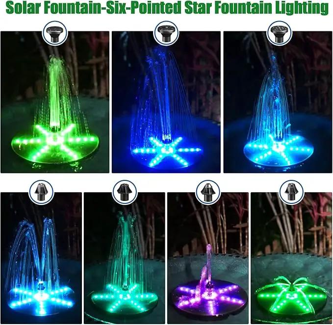 SZMP Solar Fountain Upgraded, 4W Bird Bath Fountain Pump with 7 Colors Lights, 7 Nozzle & 4 Fixer, 4000 Battery, Solar Water Fountain for Garden, Pool, Pond, Fish Tank by GreenHaven Gardens