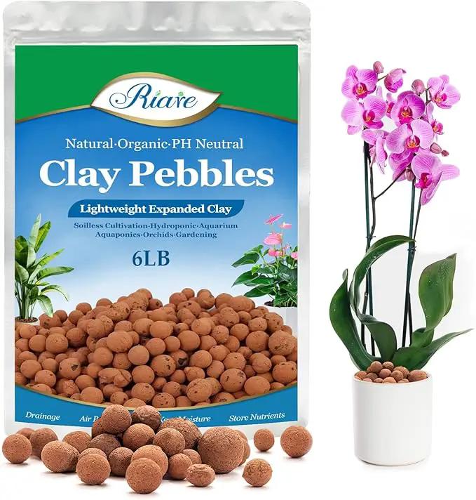 Riare 6 LBS Organic Expanded Clay Pebbles for Plants- 4mm-16mm Natural Leca Balls Lightweight Hydroponic Clay Pebbles Aggregate for Indoor Plants, Hydroponic Growing, Plants Drainage, Aquaponics by GreenHaven Gardens