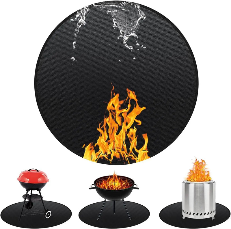 Round BBQ Grill Mat, 48 Inch Double-Sided Fireproof Pad 4-Layer Deck Protector for Indoor Outdoor Grilling by GreenHaven Gardens