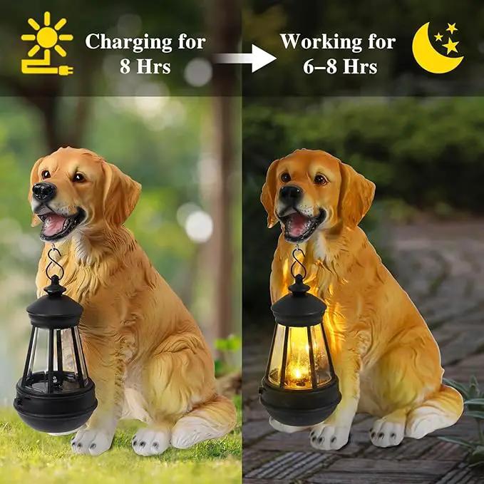 Afirst Solar Dog Statue Garden Decor, Outdoor Statue Decor with Solar Lantern Lovely Golden Retriever Figurine Patio Lawn Yard Art Ornaments Housewarming Gift by GreenHaven Gardens
