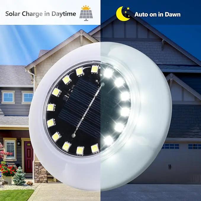 Flumy Solar Ground Lights, 16 Pack 16 LED Solar Lights Outdoor Waterproof, Solar Garden Lights for Outside Patio Pathway Yard Lawn Driveway Pathway Walkway, Outdoor Christmas Decorations(Cool White) by GreenHaven Gardens