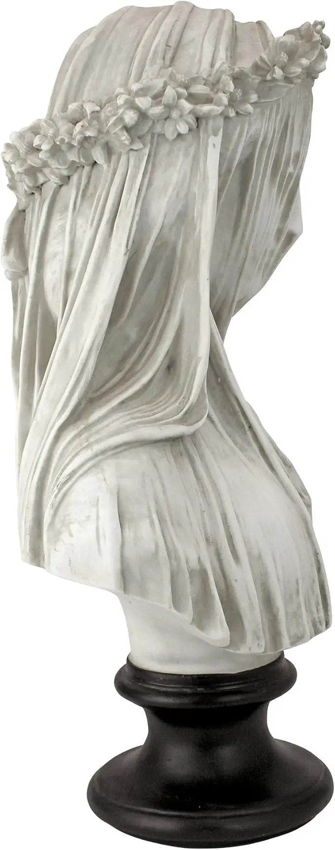 Design Toscano Veiled Maiden Indoor Bust Statue, 9 Inch Wide, 14 Inch Tall, Cast Stone Resin, Antiqued White Finish with a Black Painted Base by GreenHaven Gardens