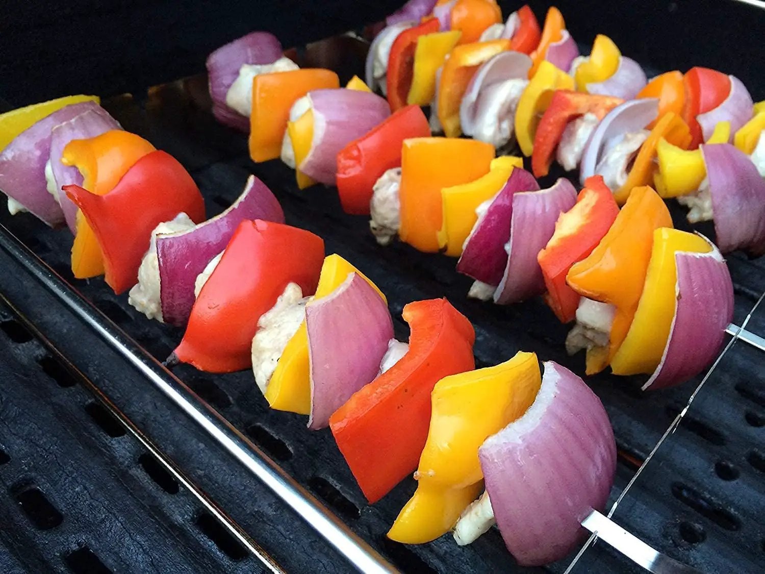 Metal Skewer for Grilling,Kabob Skewer,Flat BBQ Barbecue Skewer,Grilling Skewers Set,Reusable BBQ (10" skewer(16 pack)) by GreenHaven Gardens
