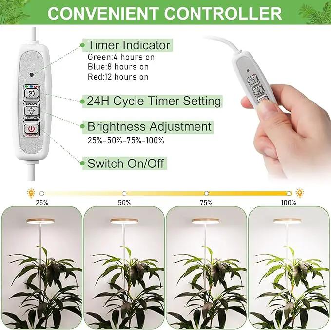 LORDEM Bamboo Grow Light for Indoor Plants,Full Spectrum LED Plant Grow Light, Height Adjustable Growing Lamp with Auto Timer 4H/8H/12H, 4 Dimmable Levels, Ideal for Large Tall Plants by GreenHaven Gardens
