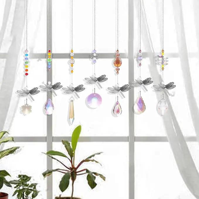 Pack of 7 Crystal Suncatchers Dragonfly Pendant Rainbow Maker Hanging for Window Wedding Garden Decor by GreenHaven Gardens