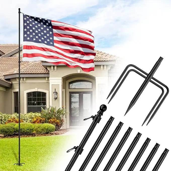 ZMTECH 10 FT Flag Pole in Ground, Heavy Duty Flag Pole Holder for Outside House with 5 Pronges Base, Extra Thick Flag Pole Kit for Yard Outdoor Garden Decor Residential Commerical(1 Pack,without Flag) by GreenHaven Gardens