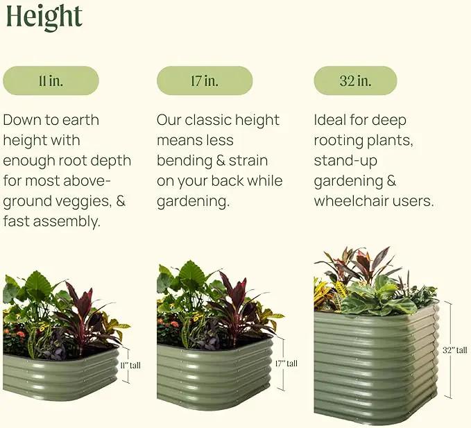 Vego garden 17" Tall 42" Round Raised Garden Bed Metal Raised Bed Planter Box for Vegetables Flowers Patio, British Green by GreenHaven Gardens