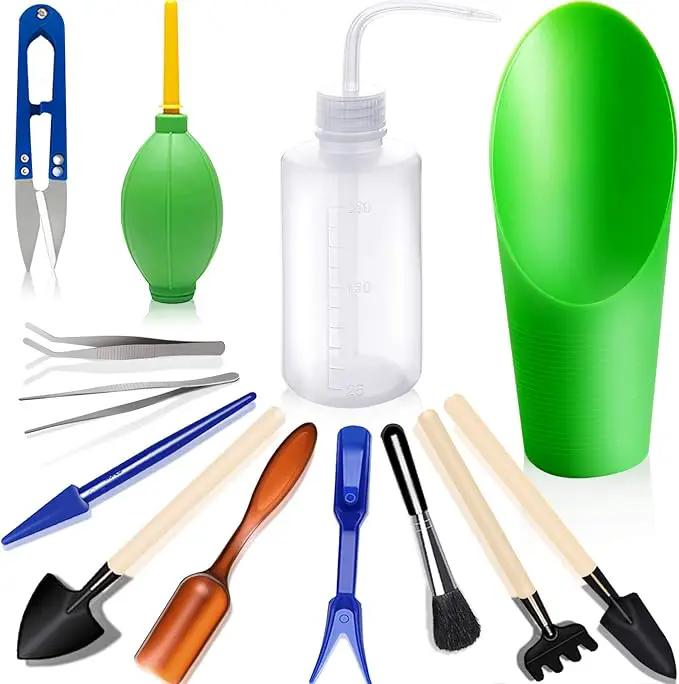 Succulent Tools, Mini Garden Tool Set, Transplanting Tools Set, Succulent Care kit for Succulent Miniature Gardening Plant, Multi, 13 Pcs by GreenHaven Gardens