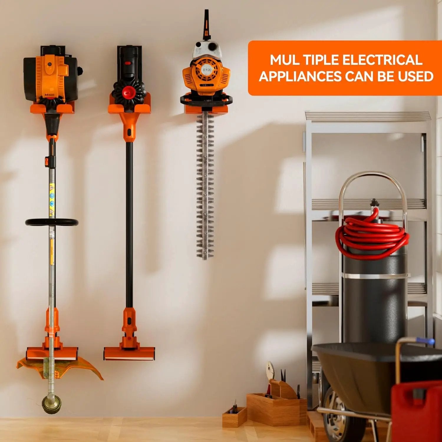 Garage Organizer Trimmer Rack, Garden Power Tool Hanger Weed Whackers Holder Wall Mounted for Grass Trimmer, Hedge Trimmer, Garage Trimmer, Garden Tools,1 Pack(Orange) by GreenHaven Gardens