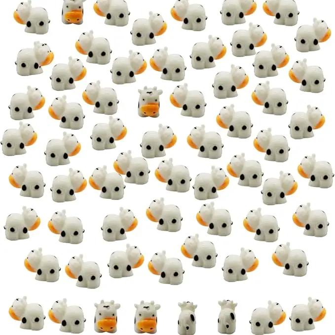 DoubleWood Mini Cow Figurines Set, 120 Pieces, Resin Mini Animals Decorations for Fairy Gardens and Miniature Landscapes (120, White) by GreenHaven Gardens