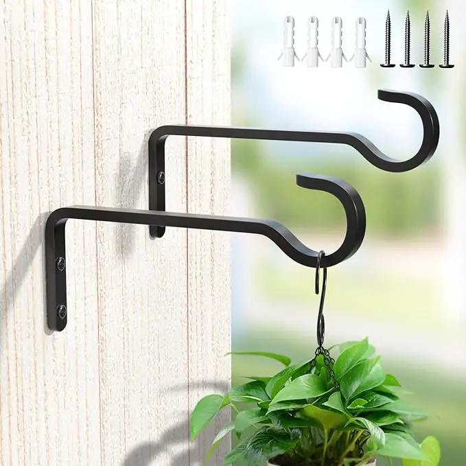 6 Inch 2 Pack Heavy Duty Outdoor Plant Hangers for Hanging Baskets, Iron Hanging Plant Brackets for Hanging Plants Outside, Metal Plant Hooks Plant Wall Hooks for Hanging Lantern, Bird Feeder by GreenHaven Gardens