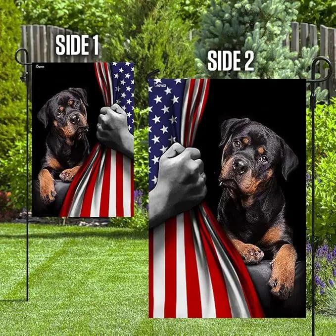 FLAGWIX American Flag - Rottweiler Dog Lover American US Flag, 4th of July Decorations for Inside, Outside, Garden Flag (11.5" x 17.5") - USA Flags Premium Polyester, Decorative Indoor Outdoor Flag by GreenHaven Gardens