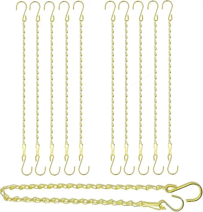 RIFNY Gold Hanging Chains with Hooks, 10 Pieces 24 Inch Chain for Hanging Bird Feeders Planters Baskets Billboards Lanterns Wind Chimes Ornaments Outdoor/Indoor Use (24 inch 10pcs) by GreenHaven Gardens