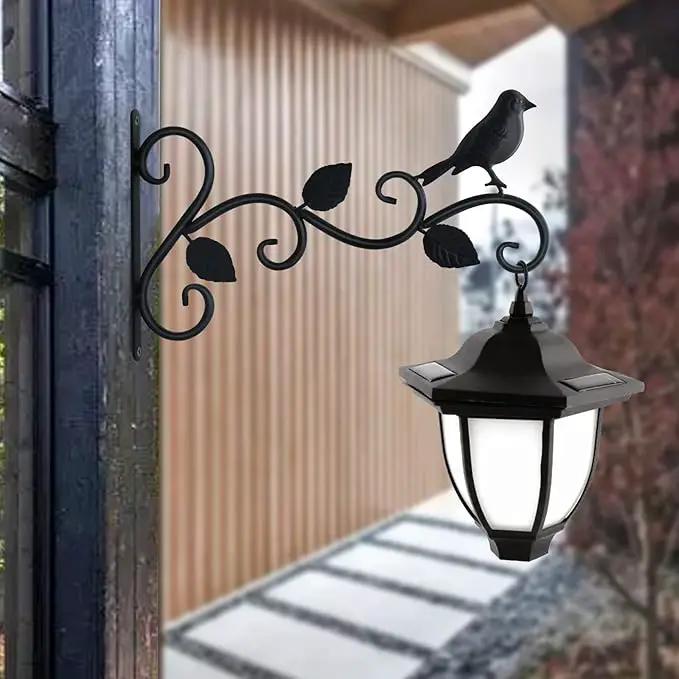 Hanging Plants Bracket 12" Bird Planter Outdoor Hooks Hangers for Flower Baskets Pot Bird Feeder Wind Chimes Lanterns Patio Garden Outdoor Indoor Metal Black, 2 Pack by GreenHaven Gardens