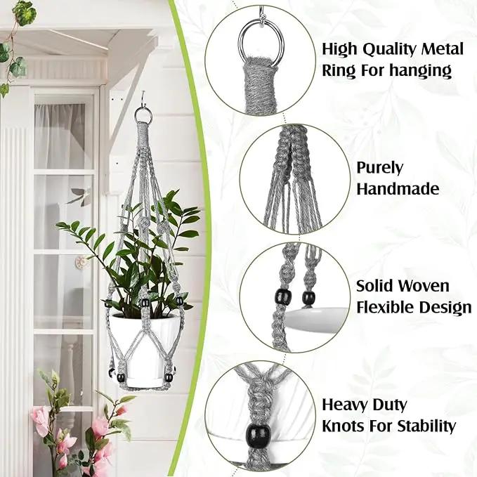 Hoteam 12 Pcs Macrame Plant Hangers Macrame Hanging Planters for Indoor Plants Handmade Boho Hanging Baskets Flower Pots Holder for Outdoor Home Wall Decor by GreenHaven Gardens