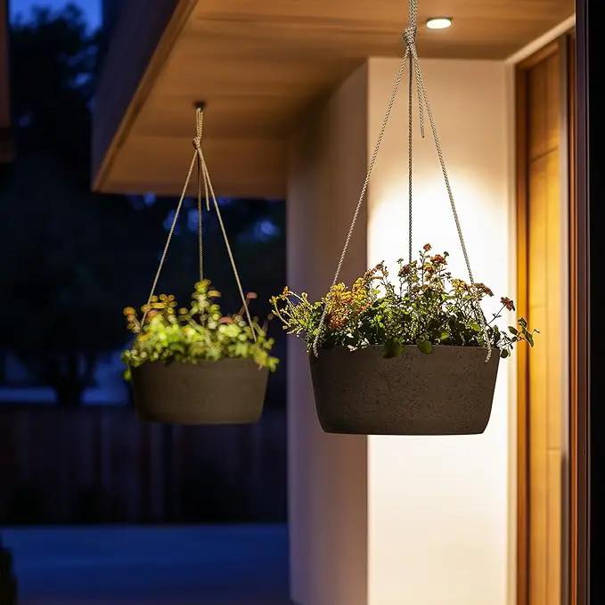 La Jolie Maison Large Hanging Planters - 12 Inch Outdoor Flower Pots, Hanging Garden Planters Set of 2, Iron Color by GreenHaven Gardens